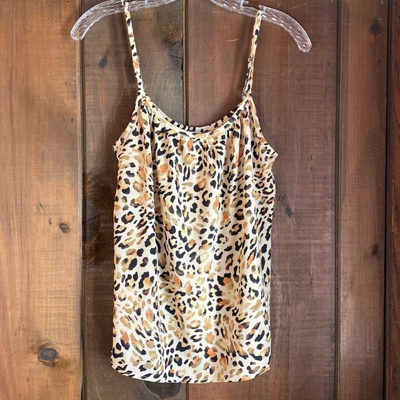 CAbi Animal Print Leopard Silky Cami Tank Top Tan Black Gold Size SMALL - Picture 4 of 9